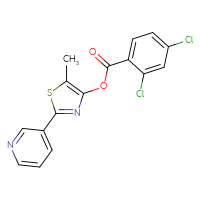 Chemical structure of 5-methyl-2-(pyridin-3-yl)-1,3-thiazol-4-yl 2,4-dichlorobenzoate - CSSB00138421806