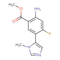 Chemical structure of methyl 2-amino-4-fluoro-5-(1-methyl-1H-imidazol-5-yl)benzoate - CSSB06593633822