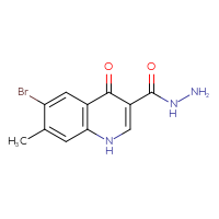 Chemical structure of 6-bromo-7-methyl-4-oxo-1,4-dihydroquinoline-3-carbohydrazide - CSSB15033423520