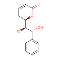 Chemical structure of (6R)-6-[(1R,2R)-1,2-dihydroxy-2-phenylethyl]-5,6-dihydro-2H-pyran-2-one - CSSB00159261834