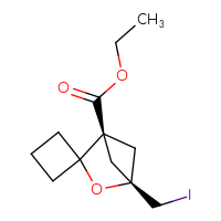 Chemical structure of ethyl (1r,4r)-4-(iodomethyl)-3-oxaspiro[bicyclo[2.1.1]hexane-2,1'-cyclobutane]-1-carboxylate - CSSB06741646957