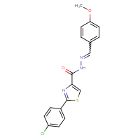 Chemical structure of 2-(4-chlorophenyl)-N'-[(4-methoxyphenyl)methylidene]-1,3-thiazole-4-carbohydrazide - CSSB02125604350