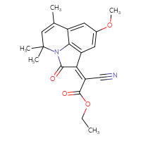Chemical structure of ethyl 2-cyano-2-[(3Z)-6-methoxy-9,11,11-trimethyl-2-oxo-1-azatricyclo[6.3.1.0⁴,¹²]dodeca-4(12),5,7,9-tetraen-3-ylidene]acetate - CSSB00020598083