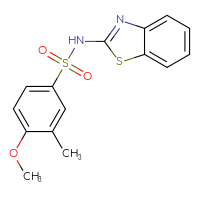 Chemical structure of N-(1,3-benzothiazol-2-yl)-4-methoxy-3-methylbenzene-1-sulfonamide - CSSB00026438969