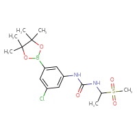 Chemical structure of 1-[3-chloro-5-(4,4,5,5-tetramethyl-1,3,2-dioxaborolan-2-yl)phenyl]-3-(1-methanesulfonylethyl)urea - CSSB15016357353