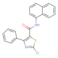 Chemical structure of 2-chloro-N-(naphthalen-1-yl)-4-phenyl-1,3-thiazole-5-carboxamide - CSSB00121633296