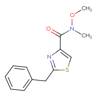 Chemical structure of 2-benzyl-N-methoxy-N-methyl-1,3-thiazole-4-carboxamide - CSSB02004562879
