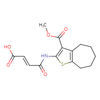 Chemical structure of (2E)-3-{[3-(methoxycarbonyl)-4H,5H,6H,7H,8H-cyclohepta[b]thiophen-2-yl]carbamoyl}prop-2-enoic acid - CSSB00132541576