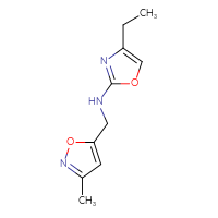 Chemical structure of 4-ethyl-N-[(3-methyl-1,2-oxazol-5-yl)methyl]-1,3-oxazol-2-amine - CSSB07194753055