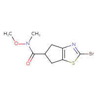 Chemical structure of 2-bromo-N-methoxy-N-methyl-4H,5H,6H-cyclopenta[d][1,3]thiazole-5-carboxamide - CSSB20975719662