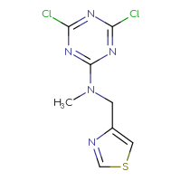 Chemical structure of 4,6-dichloro-N-methyl-N-[(1,3-thiazol-4-yl)methyl]-1,3,5-triazin-2-amine - CSSB00011765053