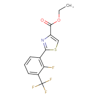 Chemical structure of ethyl 2-[2-fluoro-3-(trifluoromethyl)phenyl]-1,3-thiazole-4-carboxylate - CSSB06581576594