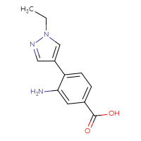 Chemical structure of 3-amino-4-(1-ethyl-1H-pyrazol-4-yl)benzoic acid - CSSB21531599799