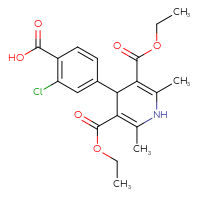 Chemical structure of 4-[3,5-bis(ethoxycarbonyl)-2,6-dimethyl-1,4-dihydropyridin-4-yl]-2-chlorobenzoic acid - CSSB20539821420