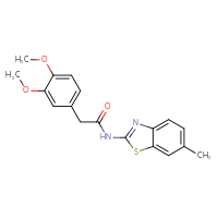 Chemical structure of 2-(3,4-dimethoxyphenyl)-N-(6-methyl-1,3-benzothiazol-2-yl)acetamide - CSSB00026243663