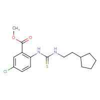 Chemical structure of methyl 5-chloro-2-{[(2-cyclopentylethyl)carbamothioyl]amino}benzoate - CSSB21432445569