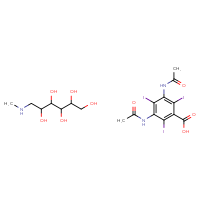Chemical structure of 3,5-diacetamido-2,4,6-triiodobenzoic acid; 6-(methylamino)hexane-1,2,3,4,5-pentol - CSSB00121584990