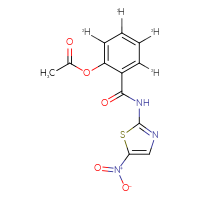 Chemical structure of 2-[(5-nitro-1,3-thiazol-2-yl)carbamoyl](3,4,5,6-²H₄)phenyl acetate - CSSB00138413609