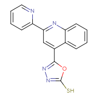 Chemical structure of 5-[2-(pyridin-2-yl)quinolin-4-yl]-1,3,4-oxadiazole-2-thiol - CSSB00000681914