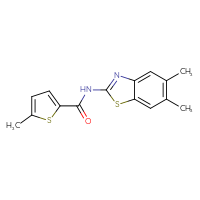 Chemical structure of N-(5,6-dimethyl-1,3-benzothiazol-2-yl)-5-methylthiophene-2-carboxamide - CSSB00132847731