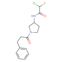 Chemical structure of 2-chloro-2-fluoro-N-[1-(3-phenylpropanoyl)pyrrolidin-3-yl]acetamide - CSSB21332118118