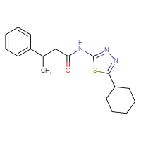 Chemical structure of N-(5-cyclohexyl-1,3,4-thiadiazol-2-yl)-3-phenylbutanamide - CSSB00105054990
