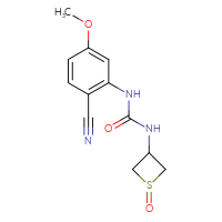 Chemical structure of 1-(2-cyano-5-methoxyphenyl)-3-(1-oxo-1λ⁴-thietan-3-yl)urea - CSSB21432496233
