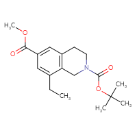 Chemical structure of 2-tert-butyl 6-methyl 8-ethyl-1,2,3,4-tetrahydroisoquinoline-2,6-dicarboxylate - CSSB14863684215