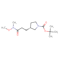 Chemical structure of tert-butyl (3R)-3-{2-[methoxy(methyl)carbamoyl]ethyl}pyrrolidine-1-carboxylate - CSSB09878646141