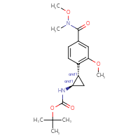 Chemical structure of rac-tert-butyl N-[(1R,2S)-2-{2-methoxy-4-[methoxy(methyl)carbamoyl]phenyl}cyclopropyl]carbamate - CSSB21291563024