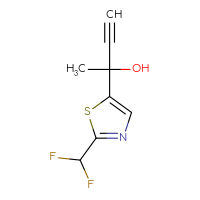 Chemical structure of 2-[2-(difluoromethyl)-1,3-thiazol-5-yl]but-3-yn-2-ol - CSSB14883533636