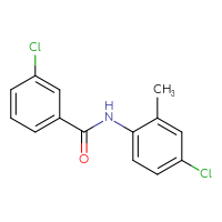 Chemical structure of 3-chloro-N-(4-chloro-2-methylphenyl)benzamide - CSSB00046109544