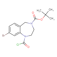 Chemical structure of tert-butyl 8-bromo-1-(carbonochloridoyl)-2,3,4,5-tetrahydro-1H-1,4-benzodiazepine-4-carboxylate - CSSB14981894865