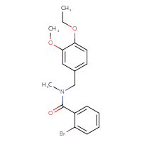 Chemical structure of 2-bromo-N-[(4-ethoxy-3-methoxyphenyl)methyl]-N-methylbenzamide - CSSB00232232892