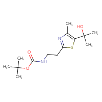 Chemical structure of tert-butyl N-{2-[5-(2-hydroxypropan-2-yl)-4-methyl-1,3-thiazol-2-yl]ethyl}carbamate - CSSB20846916251