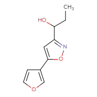 Chemical structure of 1-[5-(furan-3-yl)-1,2-oxazol-3-yl]propan-1-ol - CSSB21246457062