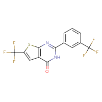 Chemical structure of 6-(trifluoromethyl)-2-[3-(trifluoromethyl)phenyl]-3H,4H-thieno[2,3-d]pyrimidin-4-one - CSSB02515434237