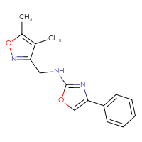 Chemical structure of N-[(4,5-dimethyl-1,2-oxazol-3-yl)methyl]-4-phenyl-1,3-oxazol-2-amine - CSSB21495846692