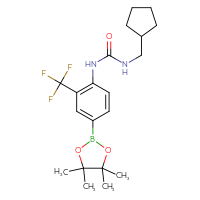 Chemical structure of 3-(cyclopentylmethyl)-1-[4-(4,4,5,5-tetramethyl-1,3,2-dioxaborolan-2-yl)-2-(trifluoromethyl)phenyl]urea - CSSB21332140691