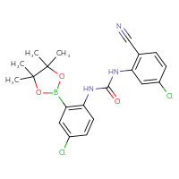 Chemical structure of 3-[4-chloro-2-(4,4,5,5-tetramethyl-1,3,2-dioxaborolan-2-yl)phenyl]-1-(5-chloro-2-cyanophenyl)urea - CSSB21332156635
