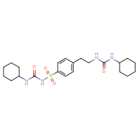 Chemical structure of 1-cyclohexyl-3-(4-{2-[(cyclohexylcarbamoyl)amino]ethyl}benzenesulfonyl)urea - CSSB00102511140