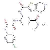 Chemical structure of N'-(5-chloropyridin-2-yl)-N-[(1S,2R,4S)-4-(dimethylcarbamoyl)-2-{4H,5H,6H,7H-[1,3]thiazolo[5,4-c]pyridine-2-amido}cyclohexyl]ethanediamide - CSSB21121923412