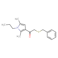 Chemical structure of 2-(benzylsulfanyl)-1-(2,5-dimethyl-1-propyl-1H-pyrrol-3-yl)ethan-1-one - CSSB02061874399
