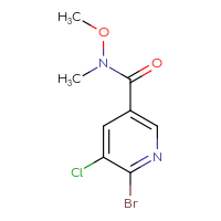 Chemical structure of 6-bromo-5-chloro-N-methoxy-N-methylpyridine-3-carboxamide - CSSB00134817868