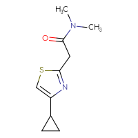 Chemical structure of 2-(4-cyclopropyl-1,3-thiazol-2-yl)-N,N-dimethylacetamide - CSSB01991355810