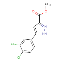Chemical structure of methyl 5-(3,4-dichlorophenyl)-1H-pyrazole-3-carboxylate - CSSB00000292714