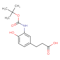 Chemical structure of 3-(3-{[(tert-butoxy)carbonyl]amino}-4-hydroxyphenyl)propanoic acid - CSSB00031659944