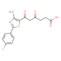 Chemical structure of 6-[2-(4-fluorophenyl)-4-methyl-1,3-thiazol-5-yl]-4,6-dioxohexanoic acid - CSSB21432521468