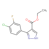 Chemical structure of ethyl 3-(4-chloro-3-fluorophenyl)-1H-pyrazole-4-carboxylate - CSSB06584276893