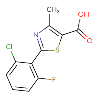 Chemical structure of 2-(2-chloro-6-fluorophenyl)-4-methyl-1,3-thiazole-5-carboxylic acid - CSSB00005648605